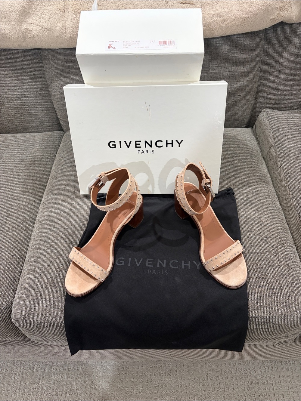 Givenchy Nude Pink Studded Block-Heel Sandals